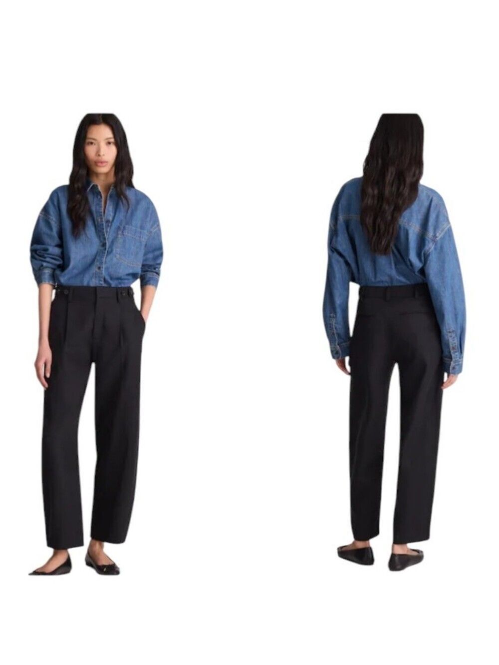 NWT Madewell Barrel-Leg Pant Drapey Twill True Black Size 00